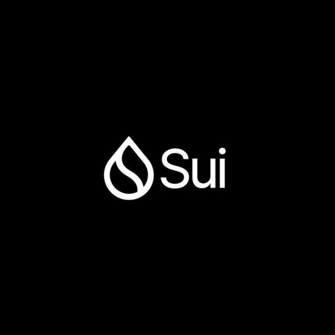 The white Sui cryptocurrency logo, featuring a stylized water drop, displayed on a solid black background.