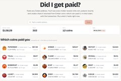 A trading leaderboard titled 'Did I get paid?' showing top earners and tokens like HUMO, SPIRIT, and 2Z with their respective profits.