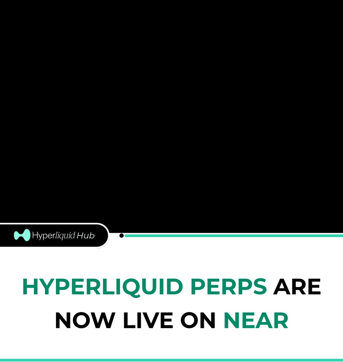 The image features a black background with white text that reads "HYPERLIDIUM HUB" at the top, followed by "now live on near" below it. Below this, there's a list of Hyperliquid perps that are now live on near users. The text is in green and white colors, making it stand out against the black background.