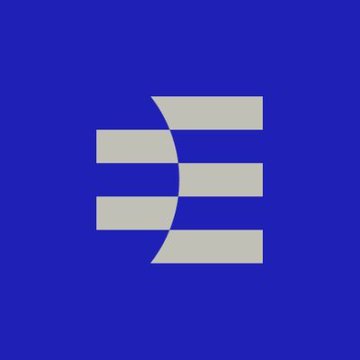 The image displays a stylized letter "E" logo in white against a solid blue background, which serves as the Ethos platform's branding. The post relates to the image by promoting Ethos's new free personalized NFT drop, using the company's recognizable logo to visually reinforce the brand offering the NFT giveaway.