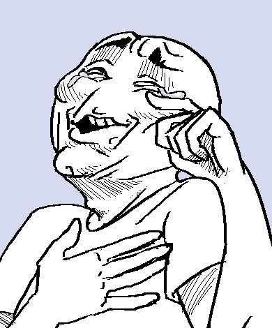 A black-and-white line drawing in the "wojak" meme style shows a bald, grimacing figure clutching his head and chest in apparent agony or shock. The exaggerated expression of distress visually mirrors the post's tone of dismay over the sharp decline in the $CRO position.