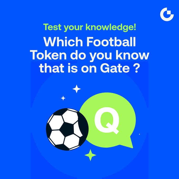 The image contains a poster with a black and white soccer ball positioned centrally on top of green, star-like confetti sprinkled around the bottom half area. The phrase "Test Your Knowledge! Which Football Shot do you know that is on Gate?" appears at the bottom center of the poster. A small speech bubble indicates that the answer to this question is "Q".
