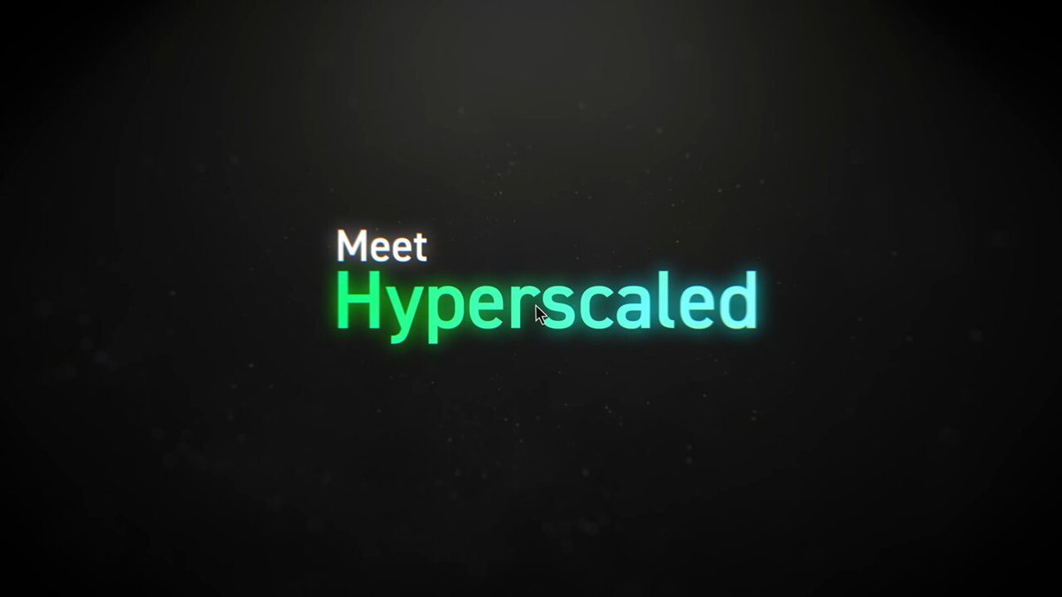 The image features a black background with green neon text that reads "Meet Hyperscaled" written in white letters. The text is positioned at the top of the frame, making it the focal point of the image.