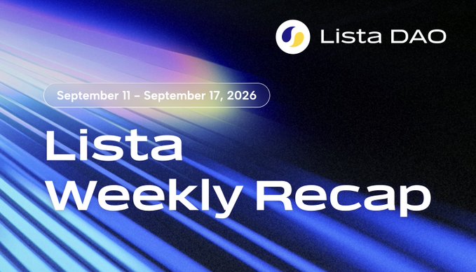 A Lista DAO presentation slide titled 'Lista Weekly Recap' covers the period of September 11 – September 17, 2026, featuring the project's logo and a blue abstract background.