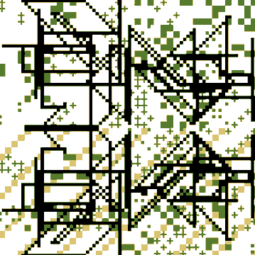 The image features a digital art piece with an abstract design composed of geometric shapes, including squares and triangles, rendered in black and white. The artwork appears to be a pixelated representation of a building or structure, possibly made from code. The text "I know i make shit calls sometimes but i think i found a long term generational conviction play in Heraldia" is present within the image, which could potentially be related to the artist's inspiration for their work.