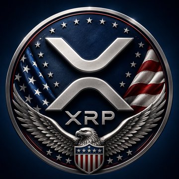 The image features a circular logo that includes an eagle and the words "XRP" written in silver letters. The eagle, which is a symbol of power and freedom, is positioned above the word "XRP". The background of the logo is blue with white stars, representing the American flag. Below the eagle, there are two red stripes on a white circle that say "XRP", indicating the company's name or product. The text in the image reads: "Regulatory clarity is now within reach. Once the CLARITY Act passes, institutions, banks, and trillions of capital can finally move in with confidence." This message suggests that XRP has been well-received by the public and regulatory bodies, indicating a positive outcome for the company's operations.