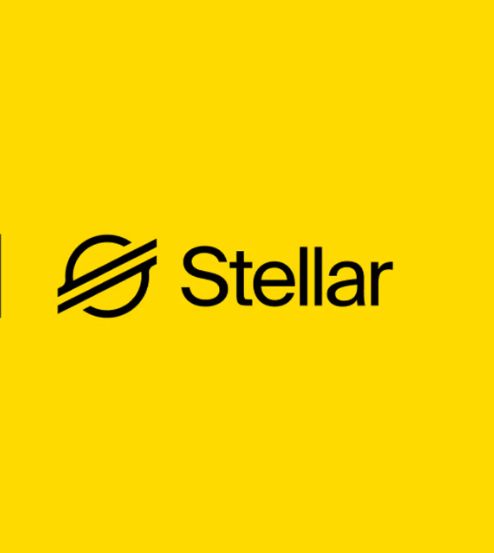 The Stellar logo (a stylized 'S' with a diagonal line) and the word "Stellar" appear in black on a solid yellow background.