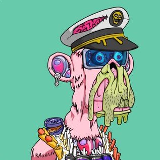 The image features a cartoon character with pink hair wearing a hat that has a skull and crossbones symbol on it. The character also has a goatee and is holding a cup of coffee, which adds to their quirky appearance. The caption "Yea, these mutants are wildin haha" suggests the character's wild and humorous nature.