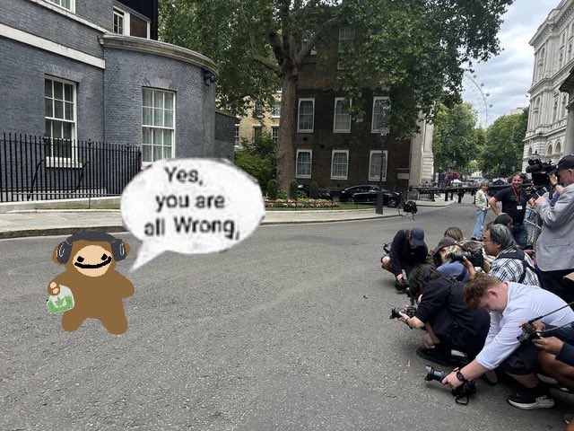 A meme featuring a brown character with a speech bubble saying 'Yes, you are all Wrong' superimposed on a street scene with a group of photographers aiming their cameras.