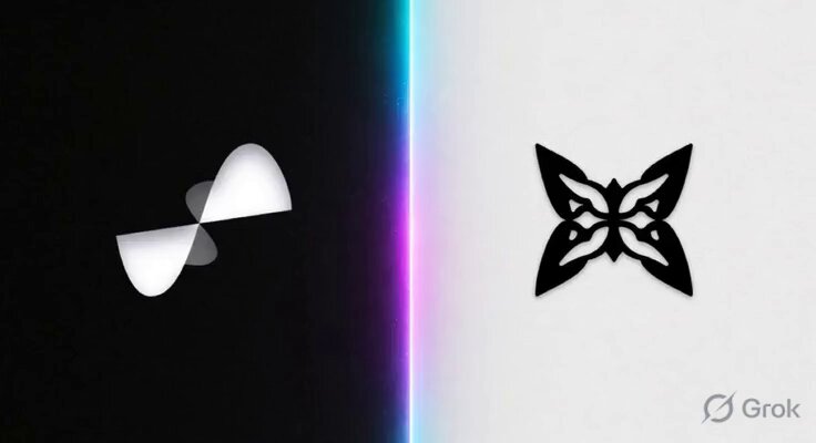 The image features a black and white design of a butterfly and a bowtie, both rendered in shades of gray against a black background. The butterfly has a black outline with white wings, while the bowtie has a white outline with purple lines. The image is accompanied by text that reads "Quip Network is building for the quantum era today @quipnetwork is solving this with post quantum security for your existing BTC, ETH, SOL and other assets no forks, no".