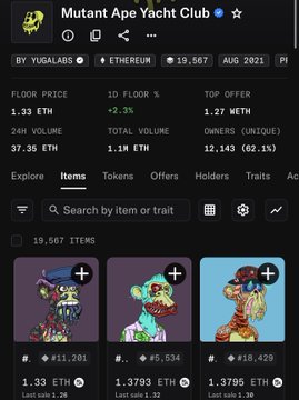 The image shows a screen of an online marketplace displaying several items for sale, including a group of 3 Mutants from the Mutant Apocrytho League and 2 Ebikes, each accompanied by information about their prices and features. The items are arranged in the middle part of the screen with other items at the edges. One of the posts on the website provides an interesting context: "@mfigge announced about Asia tour". This may suggest that the Mutants were selling Ebikes in another country, possibly during a time when Asian tour is popular or when Ebikes are not readily available elsewhere. The post also mentions "BAYC", which could be referring to a different online marketplace where the Ebikes are being sold for a better price than on this particular website. It seems that these Ebikes have caught the attention of multiple buyers, as they currently outnumber the Mutants by more than 5:1.