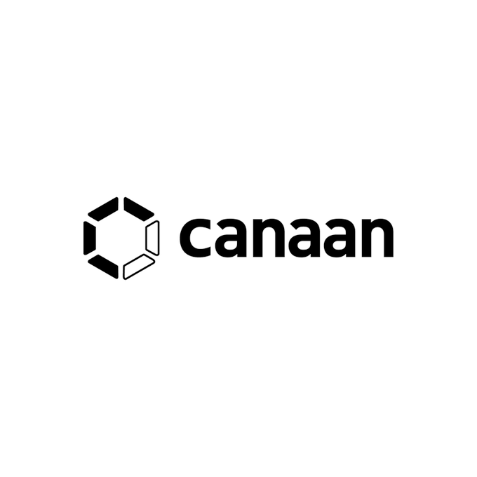 The image displays the Canaan logo, featuring a stylized hexagonal geometric icon next to the lowercase wordmark "canaan." This is the branding of Canaan Inc., the cryptocurrency mining company mentioned in the post reporting its August production of 44 BTC and sale of its entire ETH holdings.