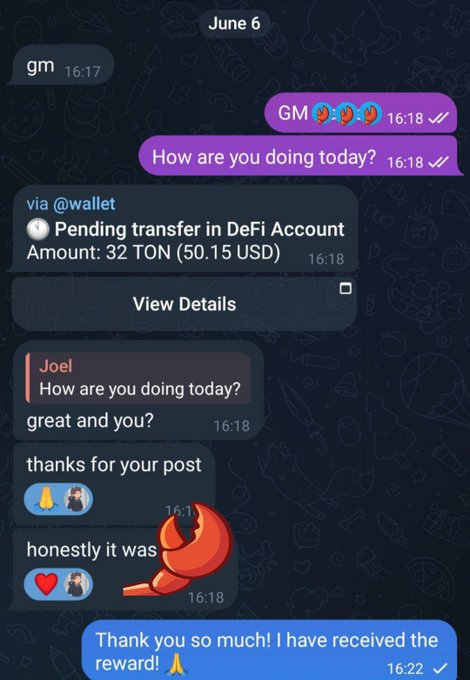 The image shows a conversation between a group of friends on an app like WhatsApp or Facebook Messenger. One person has won 32 dollars (50 US dollar) from the creator of this challenge, which was posted about 2 days ago. The post mentions that there's a reward available for those who win enough to share it with others in the community. A message is displayed on the screen, asking for what they would like as their reward and if they'd like to be paid or both.