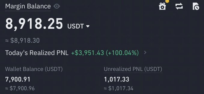 The image shows a stock market update screen with various numbers displayed, including the price of Bitcoin (BTC), $SOL (short for Stock Solution), and several other indicators of interest such as margin balance and today's realized PNL. The post updates the user about the latest developments in the cryptocurrency market, specifically mentioning that the first trade of the K5K challenge went exactly as planned and managed risk well throughout the move. The image is centered on the update screen with the surrounding context related to the crypto world.