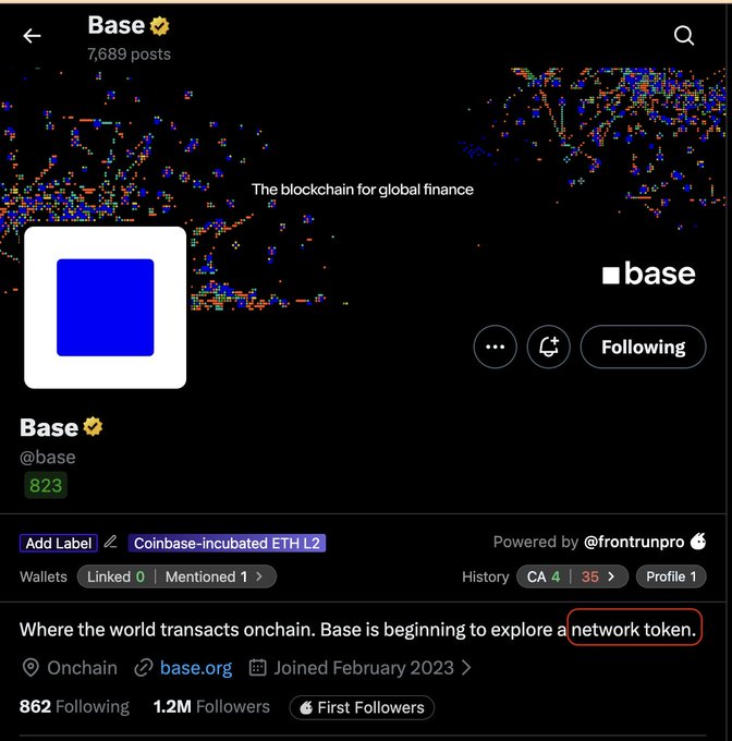 The image shows a social media post about a cryptocurrency called Base, which has been updated with new information. The post includes a link to the original post that was shared by @base.org. The post also mentions an event where the world's largest transactions onchain are being explored as part of a network token. The post is titled "Base", and it has been tagged with the hashtag "#base". The post encourages followers to join in the discussion about Base, its history, and how it can be used for exploring a new network token.