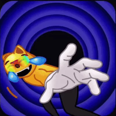 The image features a cartoon cat with white paws, wearing a mask that has blue eyes and a big smile. The cat appears to be crying or laughing, depending on its expression at any given moment. The background of the image is blue, which complements the cat's mask and adds depth to the scene. The caption below the image reads: "Every FUD gets mogged instantly. Team? Community. Utility? Culture. The future is ?".