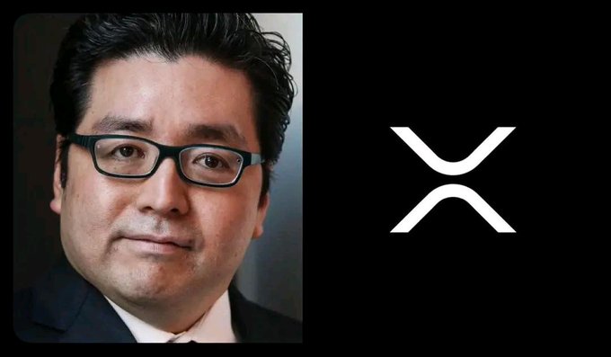 The image features a man wearing glasses, possibly an Asian male, standing against a black background with white text that reads "RUMOR: Tom Lee: $XRP could create millionaires in the next 90 days." The man's face is clearly visible, and he appears to be looking directly at the camera.