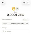 The image presents a screenshot of a mobile device's desktop screen, showing a webpage for a desktop wallet with a test button labeled "Test" positioned at the bottom right corner. The post emphasizes that if users do not have ZEC running on their devices, they should test it by pressing the "Test" button to enable the wallet feature.