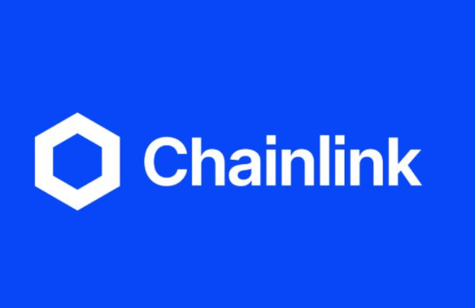 The image shows the Chainlink logo, featuring a white hexagonal icon and the word "Chainlink" in white text on a blue background, branding the announcement of Chainlink's CCIP 2.0 upgrade and its $84 billion in processed cross-chain transactions.
