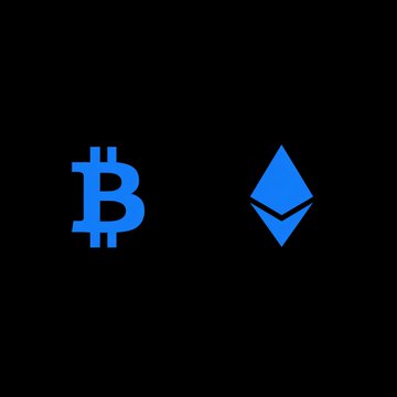 The image displays two blue cryptocurrency logos on a black background—the Bitcoin "₿" symbol on the left and the Ethereum diamond symbol on the right—corresponding to the $BTC and $ETH tickers referenced in the post about ETF flows on August 13.