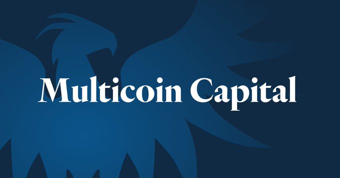 A logo banner for 'Multicoin Capital' displayed in white serif text on a dark blue background featuring a stylized dragon/creature silhouette.
