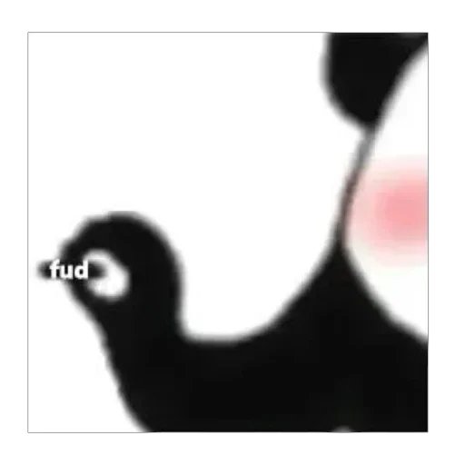 The image features a black and white photo of a panda bear with its head tilted back. The caption below the photo reads "fud", which could be a reference to a meme or a joke related to the word "fud". The image seems to be part of a series, as there are other similar images in the background that share the same style and content.
