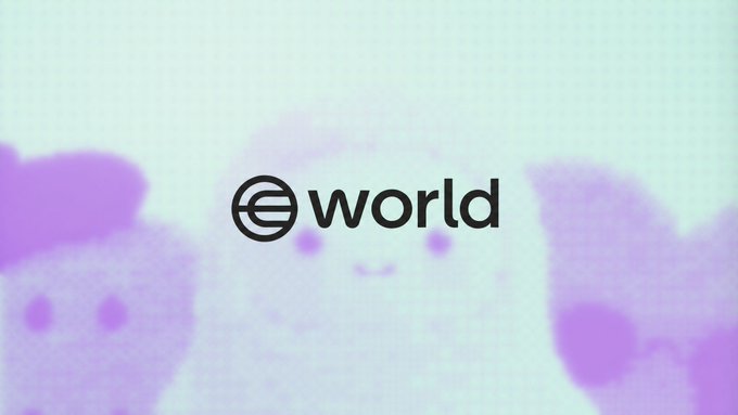 Stylized 'world' logo displayed in black text over a pink and blue clouded background featuring a faint bear silhouette.