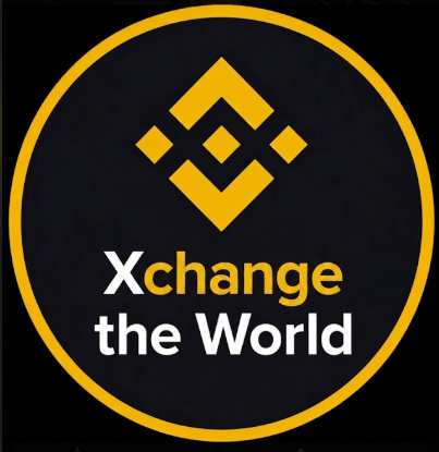 The image shows the Binance logo with the text "Xchange the World," symbolizing cryptocurrency trading. This relates to the post discussing $TUT's impressive 75M trading volume and the growing momentum around the token, suggesting significant activity within the Binance exchange ecosystem.