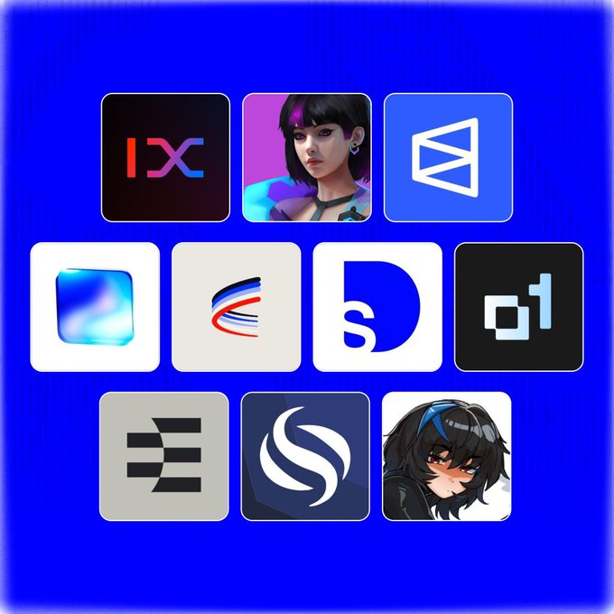 The image features a grid of nine different logos, each with its own unique design and color scheme. The logos include various company names such as "X", "E", "S", "D", and "@baseapp". One logo stands out in particular - a girl's face is prominently displayed against a blue background. This eye-catching image captures the viewer's attention, making it an interesting and engaging visual representation of the different logos featured within the grid.