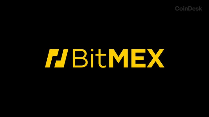 The image displays the BitMEX logo in yellow against a black background, with a "CoinDesk" watermark in the upper right corner, representing the cryptocurrency exchange that is shutting down its trading and deposit services after 11 years of operation.