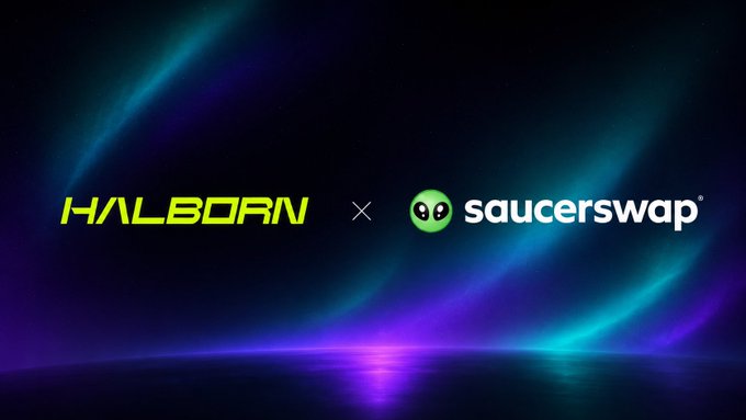 The image features a logo for a company called Saucerswap, which is an online marketplace for buying and selling cryptocurrencies. The logo includes two green alien icons positioned above the words "Saucerswap" and below the word "@". The background of the logo is dark blue with purple lines, creating a visually striking contrast against the white text. The image also contains some text that reads "Saucerswap just received another important trust signal. SaucerSwapLabs has completed a smart contract security assessment for @Saucerswap." This information suggests that the company is taking steps to ensure the security of their platform and protect user data, which is crucial in today's digital landscape where trust plays an essential role in online transactions.