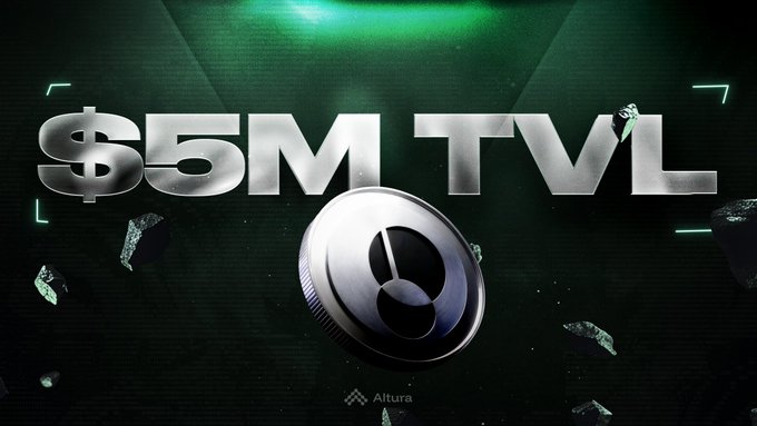 The image features a large coin with an "L" on top of it, surrounded by small rocks or pieces of glass scattered around it. The background of the image is black, which contrasts with the white text that reads "5M TVL". There are also some numbers and letters in the image, such as "48m tvl" and "@pendle_fi", but they don't seem to be directly related to the coin or the post. The main focus of the image is on the coin with an "L" on it, which appears to be a reward for playing a video game called "@pendle_fi".