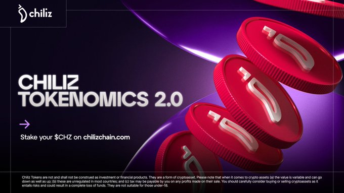 The image shows a stack of red coins with white numbers on them. The text on the image reads "CHIZ Inflation Is Now Below 6% On June 17, Chiliz Chain's annual inflation rate dropped from 7.20% → 5.53%. A key milestone in Chiliz Tokenomics 2.0". This implies that there is a significant drop in the coin value and the price of the currency relative to a previous date, most likely due to inflation or deflation. The image represents a visual representation of the current state of the cryptocurrency market, providing context for the post discussing Chiliz's tokenomics.