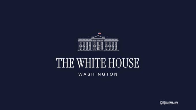 The image displays "THE WHITE HOUSE WASHINGTON" in classic serif lettering with an illustration of the White House on a dark navy background, referencing the administration's role in establishing the U.S. "Strategic Bitcoin Reserve" that, according to the post, remains composed entirely of seized coins with no new purchases made despite a 15-month-old executive order.