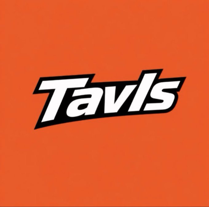 The Tavls logo in bold white letters with black outline on an orange background.