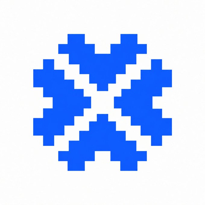A blue pixel-art heart made of blocky squares, fitting the viral pixel art aesthetic mentioned in the "gm" post by showcasing a retro 8-bit style symbol commonly shared in crypto communities.