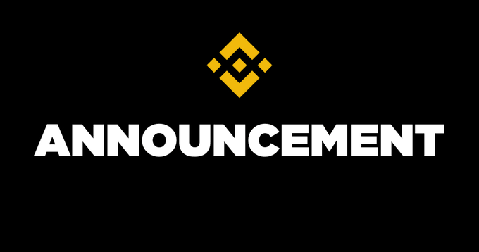 A black banner displaying the golden Binance logo above the bold white word "ANNOUNCEMENT," signaling the platform's news regarding 15 bStocks now being available for 24/7 trading on BNB Chain.