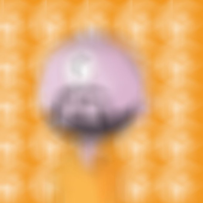 The image features a purple ball with a white center, which appears to be floating or hovering above an orange background. The ball's position and color contrast against the warm tones of the background, making it stand out prominently. The text "ᵍᵘᵉˢᵇᵉ" is also present in the image, but its relevance to the overall theme remains unclear without additional context.
