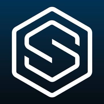 A logo featuring a white stylized 'S' inside a hexagonal border on a dark blue gradient background.