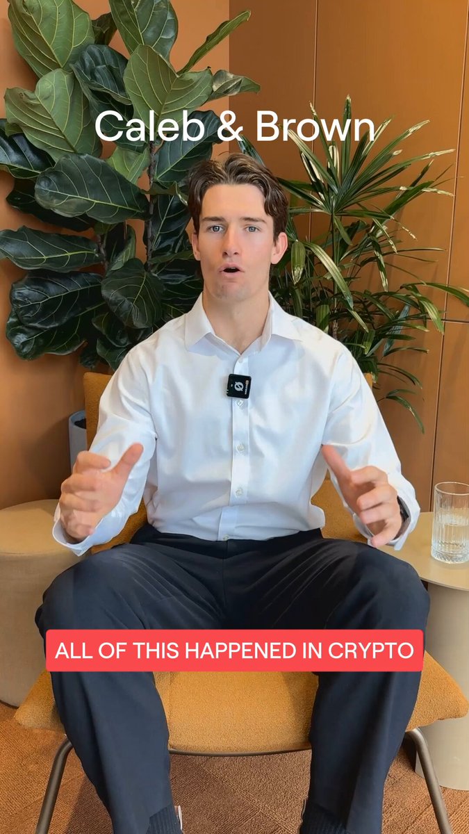 The image features a man sitting in an office chair, wearing a white shirt and black pants. The background includes a plant and a wall with orange paint. There are also two cups visible in the scene - one near the bottom right corner of the photo and another closer to the top left corner. The post is titled "All of this happened in crypto" and has a red banner at the bottom that reads "xrpwealth589.com".