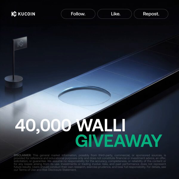 "40,000 WALLI for 100 winners! How to enter: Follow @kucoincom & @wallitelli_ai Like, RT & Quote: #KuCoin".