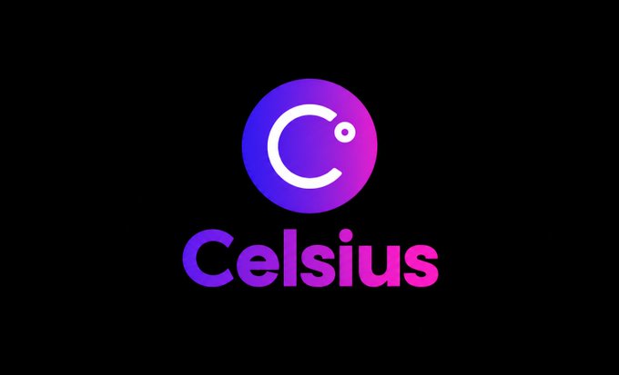 The Celsius logo displayed on a black background, featuring a purple and pink gradient circular icon with a 'C' design above the brand name.