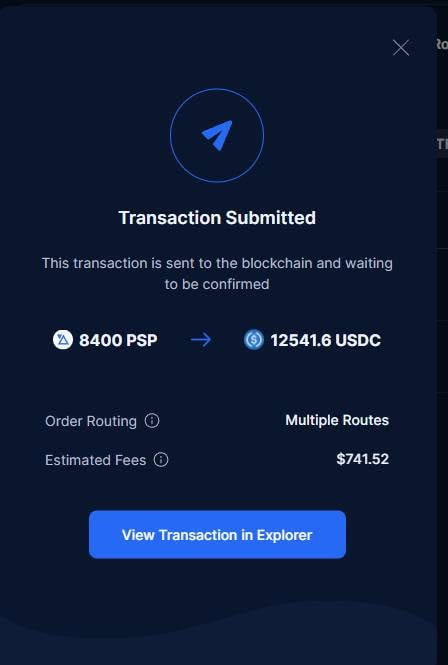 The post laments the contrast between high Ethereum gas fees and today's cheap transactions, and the image reinforces this by showing a transaction confirmation for swapping 8400 PSP into 12541.6 USDC, with an estimated fee of $741.52—visually illustrating the exact "fee pain" the author is complaining about.