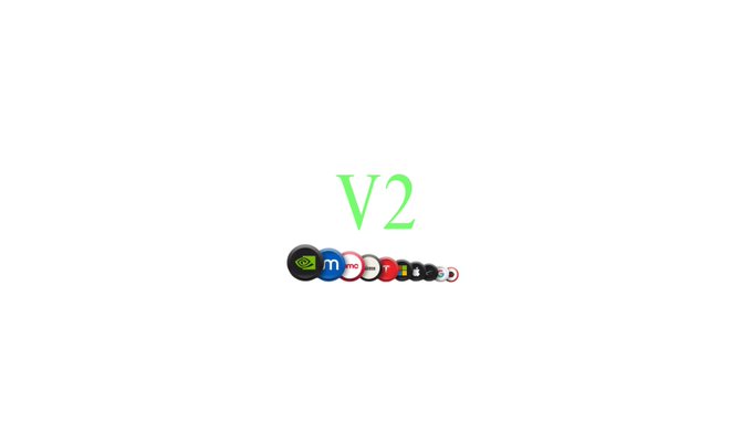 The image displays "V2" in large green text above a row of various cryptocurrency token icons, including OTC and other meme-style coins. This visual relates to the post's bullish sentiment about the OTC token's developer, likely promoting or referencing the project's V2 (version 2) update or release as a sign of the dev's dedication and responsiveness to community feedback.