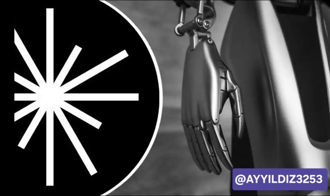 A robotic hand and the Pi Network logo are displayed in black and white, with the watermark "@AYYILDIZ3253" visible. The imagery visually reinforces the post's theme of Pi Network's investment in Axis Robotics, a Physical AI company specializing in robotic data acquisition.