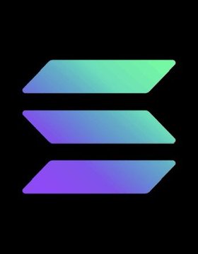 The image shows the Solana logo, featuring three stacked, parallelogram-shaped bars with gradient colors ranging from purple to green on a black background. It represents the cryptocurrency platform mentioned in the post about traders being drained of $375,000 from 9,580 wallets linked to a Solana trading app.