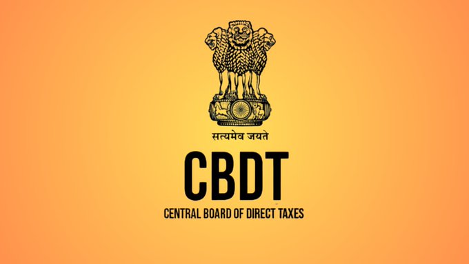 The image features the official emblem of the **Central Board of Direct Taxes (CBDT)**, India's apex tax administration body, displayed against an orange background with the national motto "सत्यमेव जयते" (Satyamev Jayate). The accompanying post notes that CBDT has issued a Guidance Note outlining the crypto tax reporting framework under India's Income-tax Act, 2025 and Rules, 2026, with this logo symbolizing the government authority behind the new regulatory guidance.