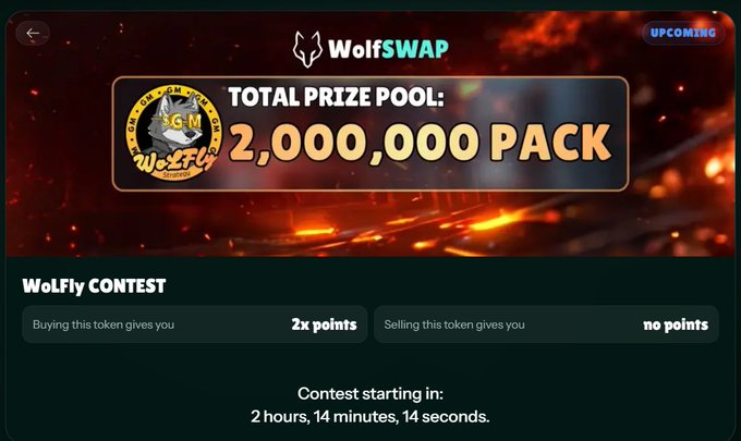 A website for Wolfswap offers a Total Prize Pool of 2,000,000 points and a contest to win it.