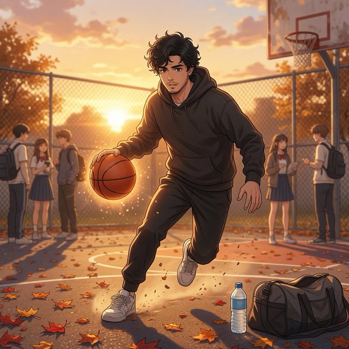 The image depicts a young man dribbling a basketball down a court as his friends look on. The scene captures the essence of teamwork and sportsmanship, while also including a surprising element - an unexpected water bottle resting on the ground nearby. This adds a playful twist to the game, and possibly encourages viewers to focus more on enjoying the game rather than merely predicting match results or seeking rewards through apps like @useTria turned into on-chain activity.
