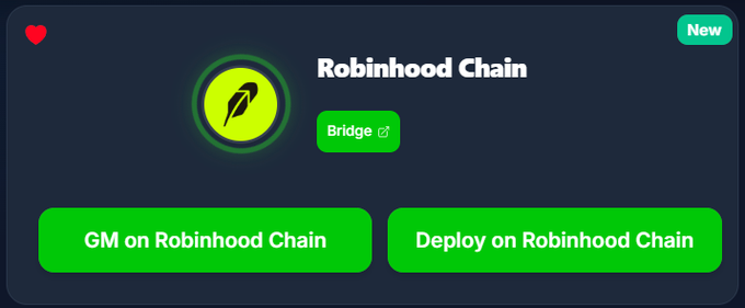 A Robinhood Chain interface labeled "New" displays options for "GM on Robinhood Chain" and "Deploy on Robinhood Chain," alongside a Bridge button. The image relates to the post by visually confirming the recent contract deployment on Robinhood Chain, complementing the discussion about Base's potential token launch.